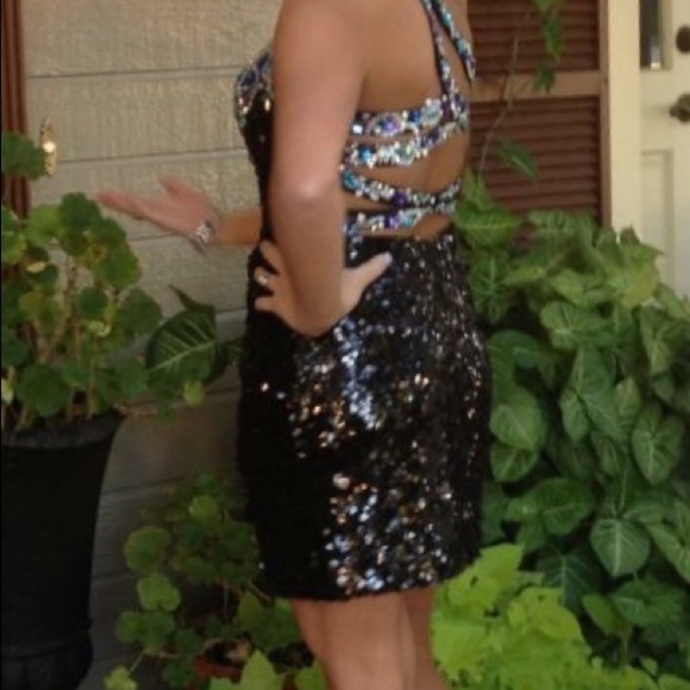 Sequined beaded cocktail dress